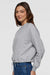 LAT 3528 Womens Relaxed Boxy Fleece Crewneck Sweatshirt Heather Grey Model Side