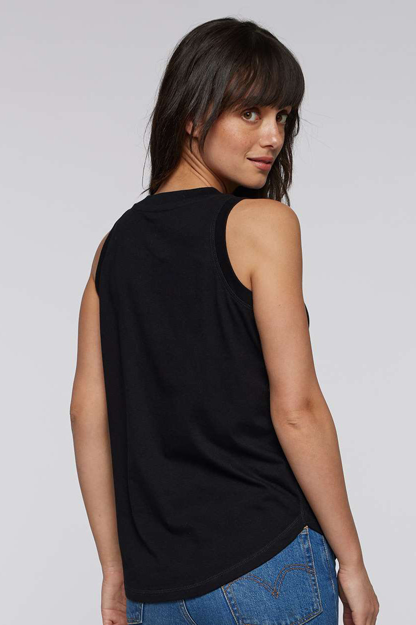 LAT 3592 Womens Relaxed Fine Jersey Tank Top Black Model Back
