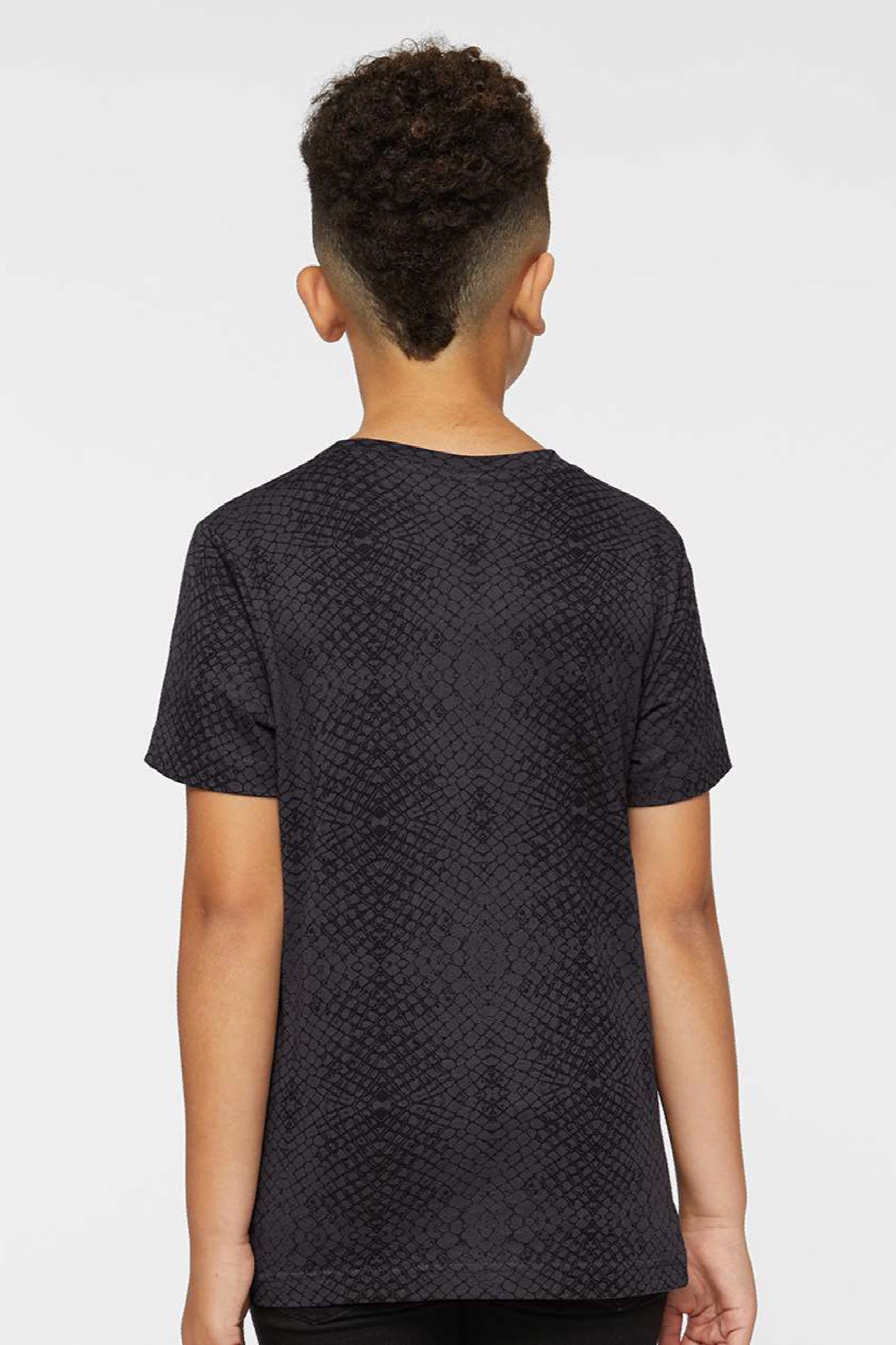 LAT 6101 Youth Fine Jersey Short Sleeve Crewneck T-Shirt Black Reptile Model Back