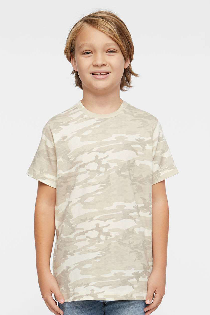 LAT 6101 Youth Fine Jersey Short Sleeve Crewneck T-Shirt Natural Camo Model Front