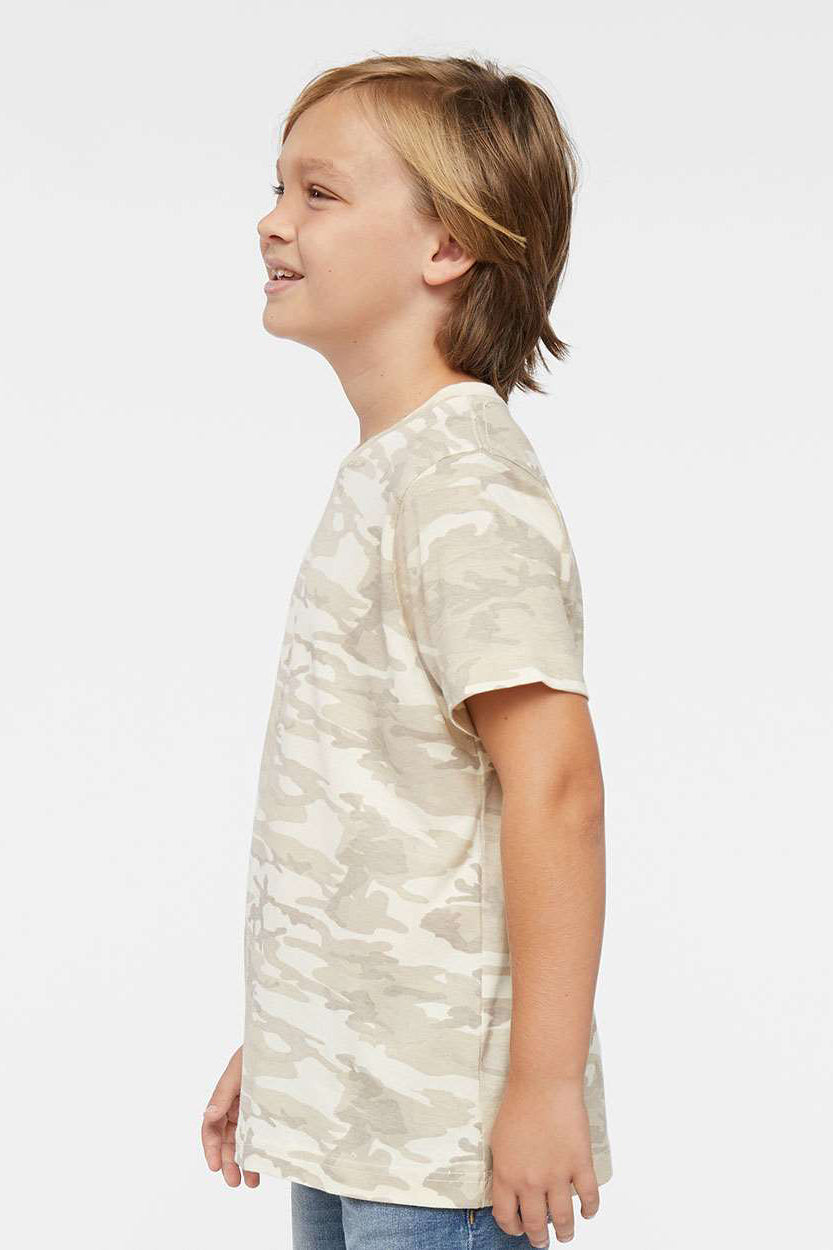 LAT 6101 Youth Fine Jersey Short Sleeve Crewneck T-Shirt Natural Camo Model Side