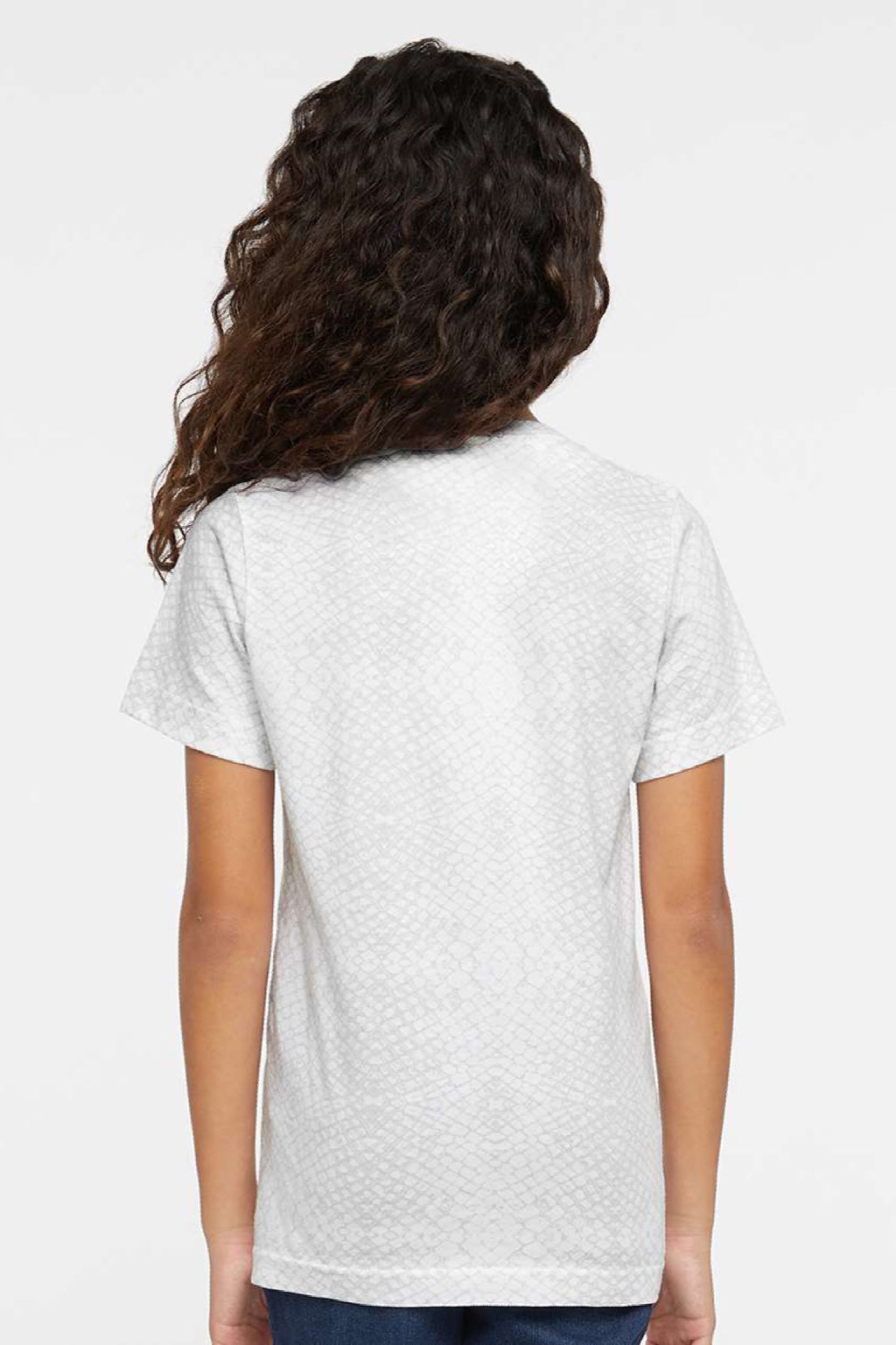 LAT 6101 Youth Fine Jersey Short Sleeve Crewneck T-Shirt White Reptile Model Back