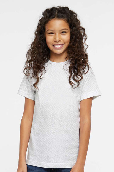 LAT 6101 Youth Fine Jersey Short Sleeve Crewneck T-Shirt White Reptile Model Front