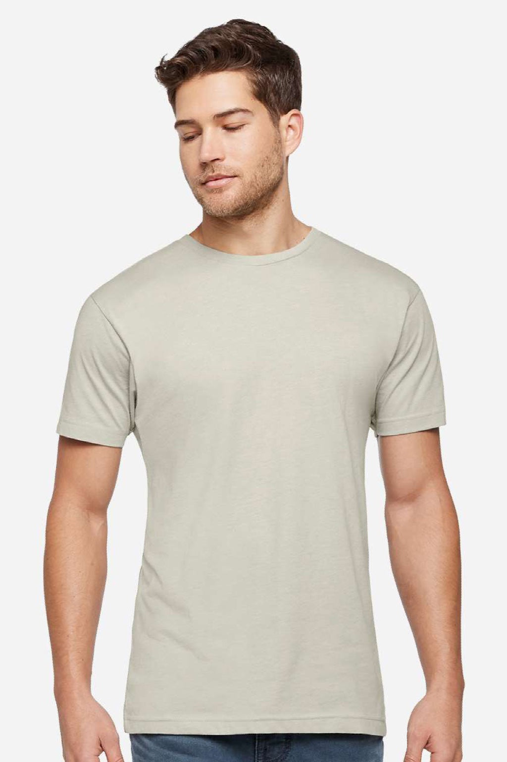 LAT 6901ECO Mens Eco Jersey Short Sleeve Crewneck T-Shirt Hazel Model Front