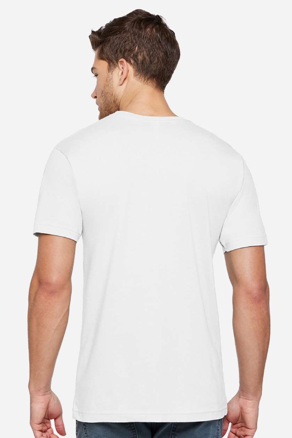LAT 6901ECO Mens Eco Jersey Short Sleeve Crewneck T-Shirt White Model Back