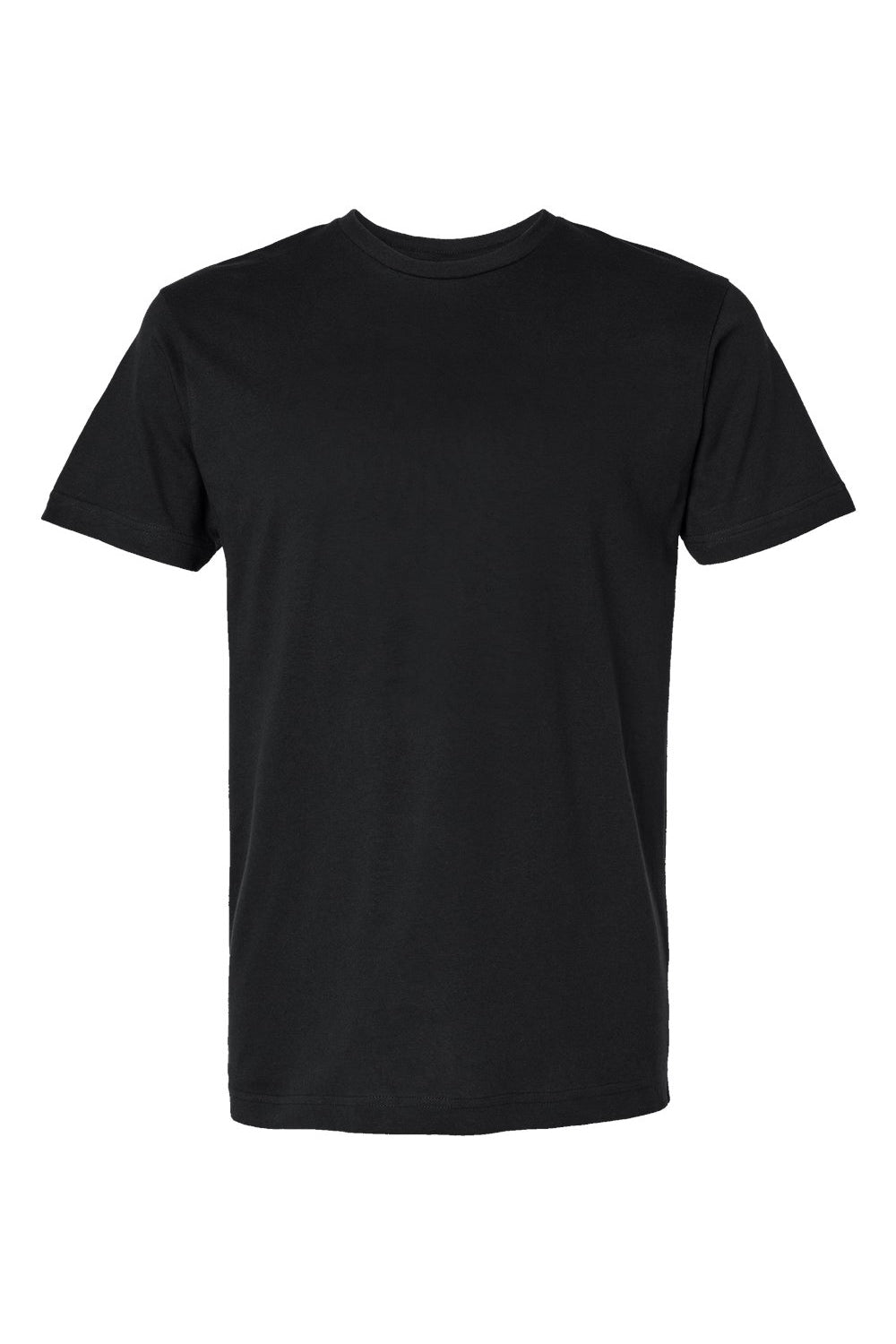 LAT 6901 Mens Fine Jersey Short Sleeve Crewneck T-Shirt Black Flat Front
