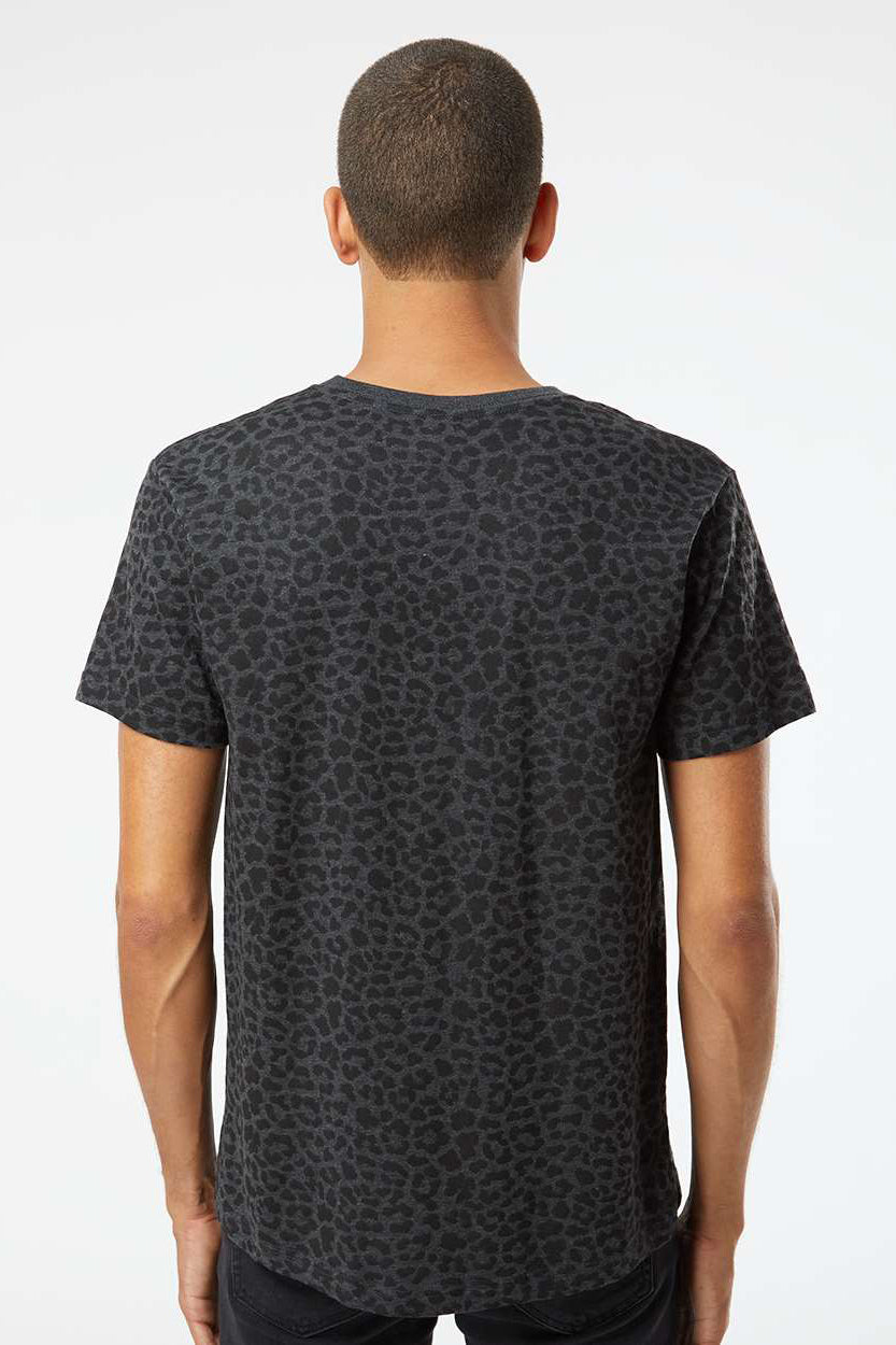 LAT 6901 Mens Fine Jersey Short Sleeve Crewneck T-Shirt Black Leopard Model Back
