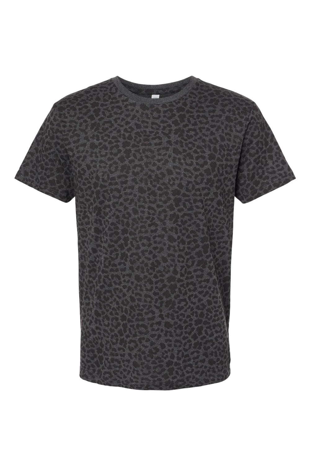 LAT 6901 Mens Fine Jersey Short Sleeve Crewneck T-Shirt Black Leopard Flat Front