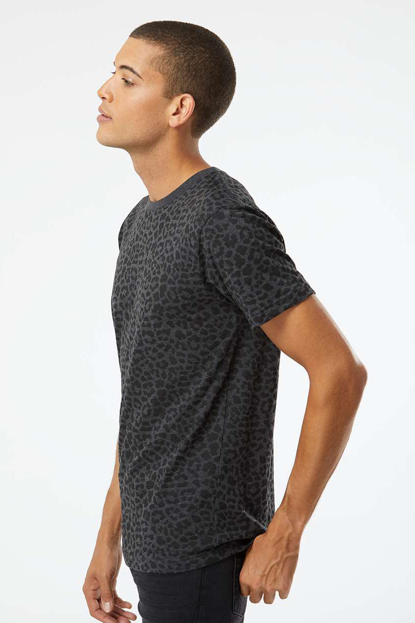 LAT 6901 Mens Fine Jersey Short Sleeve Crewneck T-Shirt Black Leopard Model Side