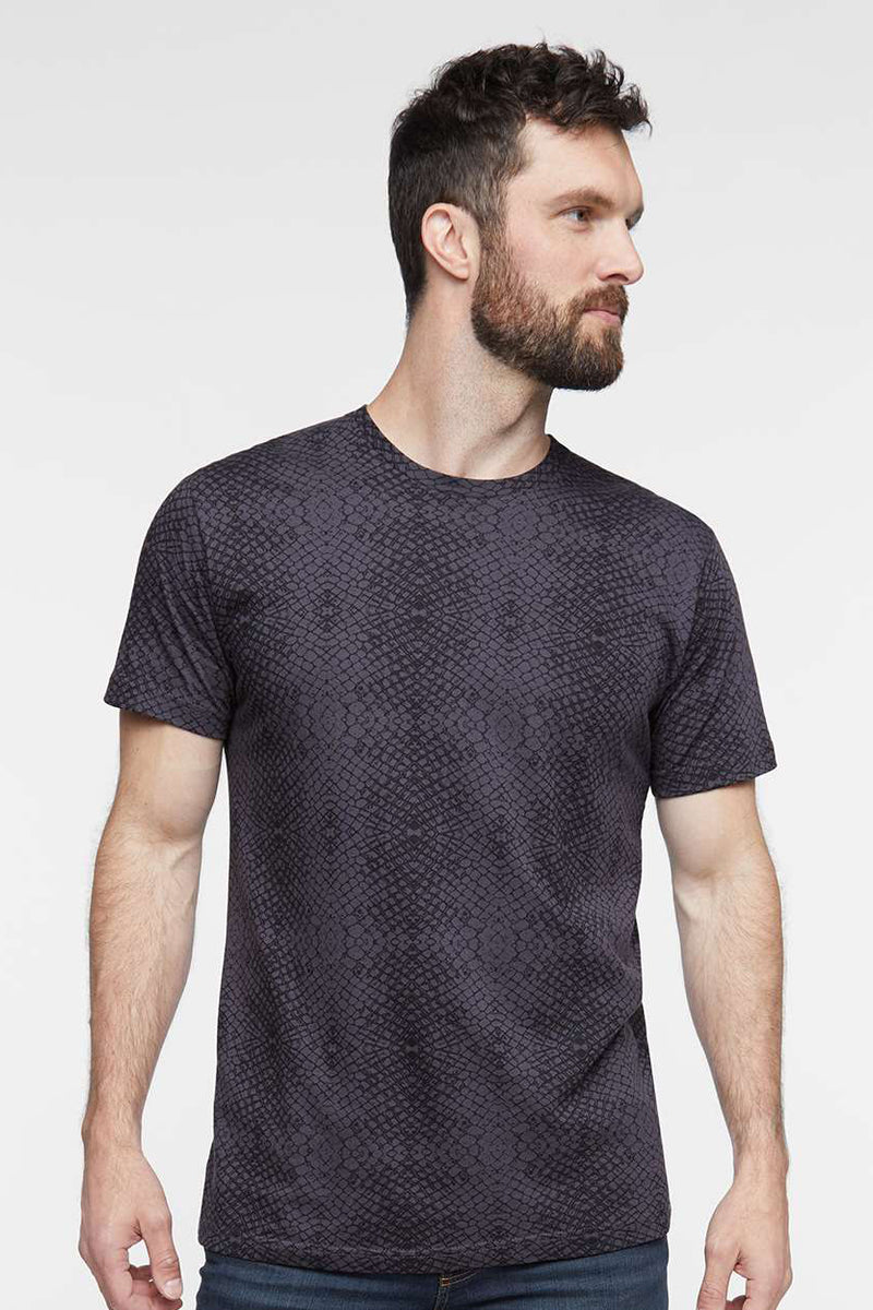 LAT 6901 Mens Black Reptile Fine Jersey Short Sleeve Crewneck T
