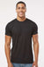 LAT 6901 Mens Fine Jersey Short Sleeve Crewneck T-Shirt Blended Black Model Front