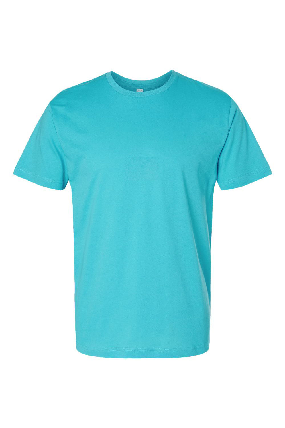 LAT 6901 Mens Fine Jersey Short Sleeve Crewneck T-Shirt Caribbean Blue Flat Front