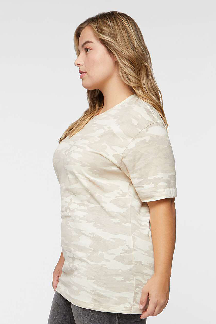 LAT 6901 Mens Fine Jersey Short Sleeve Crewneck T-Shirt Natural Camo Model Side