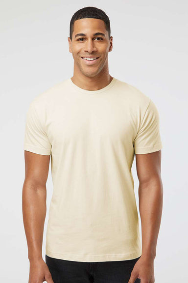 LAT 6901 Mens Fine Jersey Short Sleeve Crewneck T-Shirt Natural Model Front