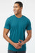 LAT 6901 Mens Fine Jersey Short Sleeve Crewneck T-Shirt Oceanside Blue Model Front