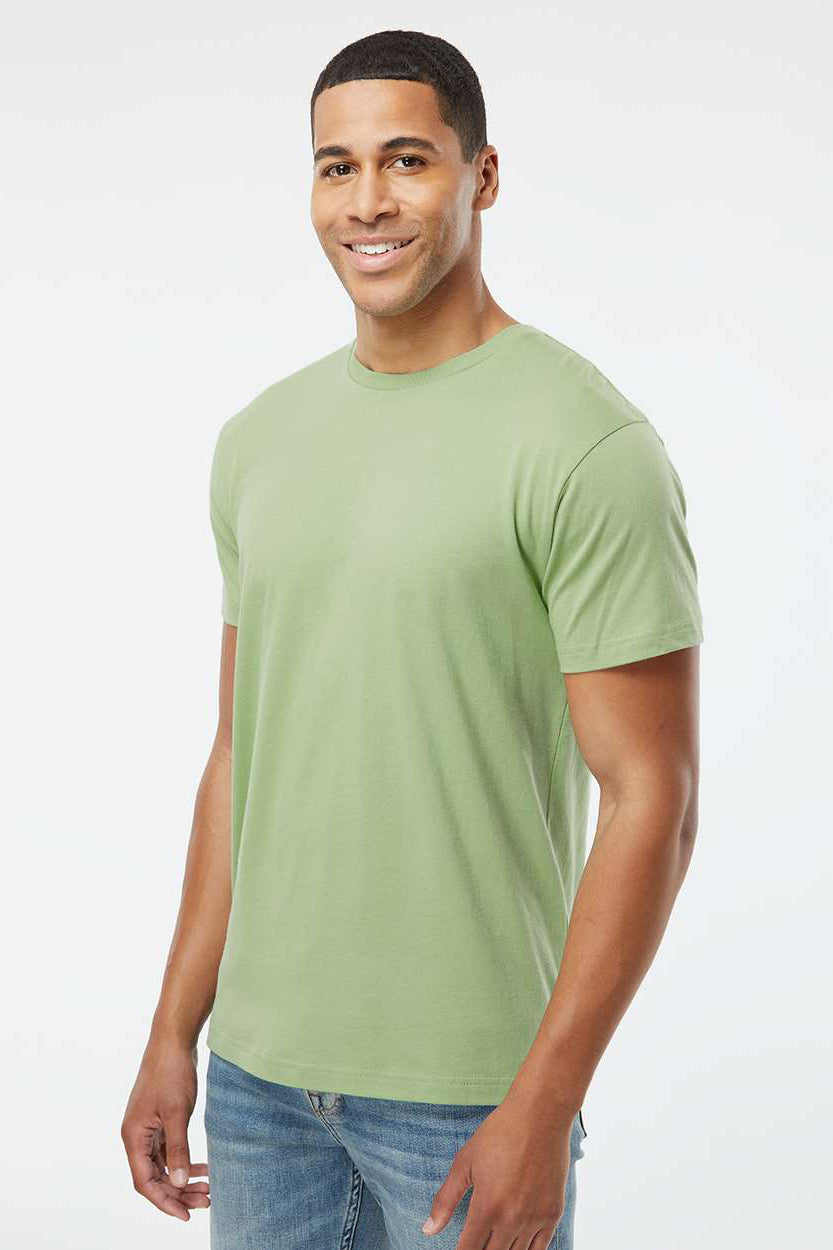 LAT 6901 Mens Fine Jersey Short Sleeve Crewneck T-Shirt Sage Green Model Side