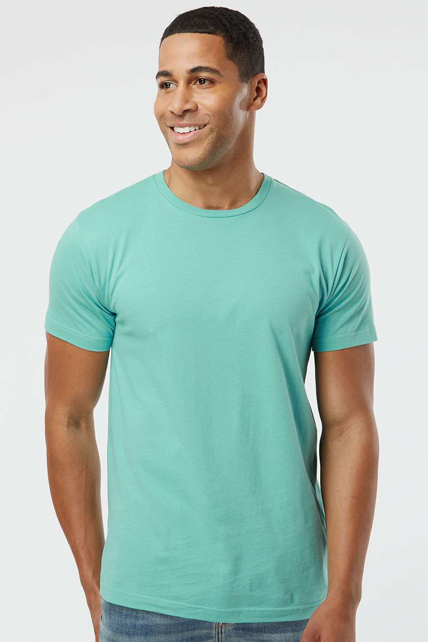 LAT 6901 Mens Fine Jersey Short Sleeve Crewneck T-Shirt Saltwater Green Model Front