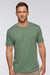 LAT 6902 Mens Vintage Wash Short Sleeve Crewneck T-Shirt Basil Green Model Front