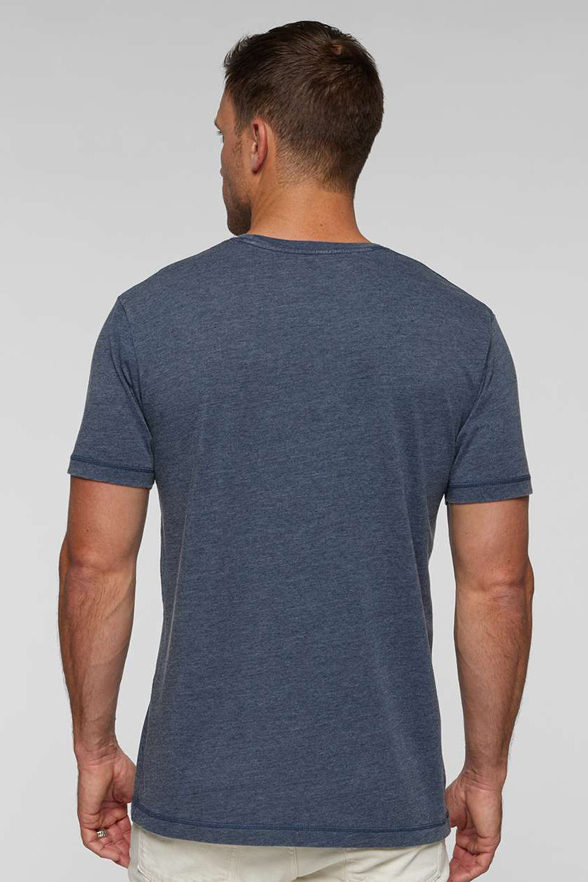 LAT 6902 Mens Vintage Wash Short Sleeve Crewneck T-Shirt Navy Blue Model Back
