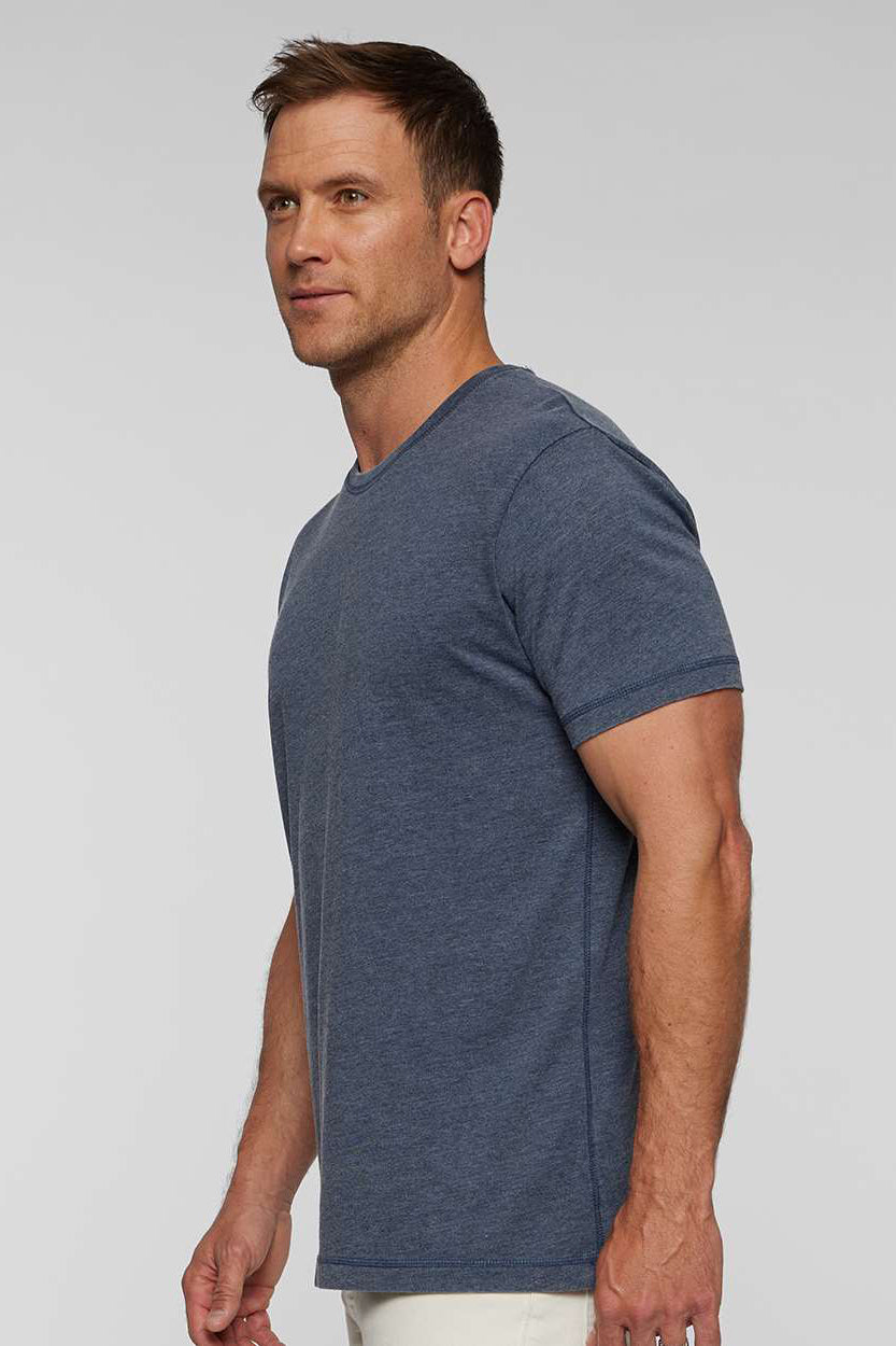 LAT 6902 Mens Vintage Wash Short Sleeve Crewneck T-Shirt Navy Blue Model Side