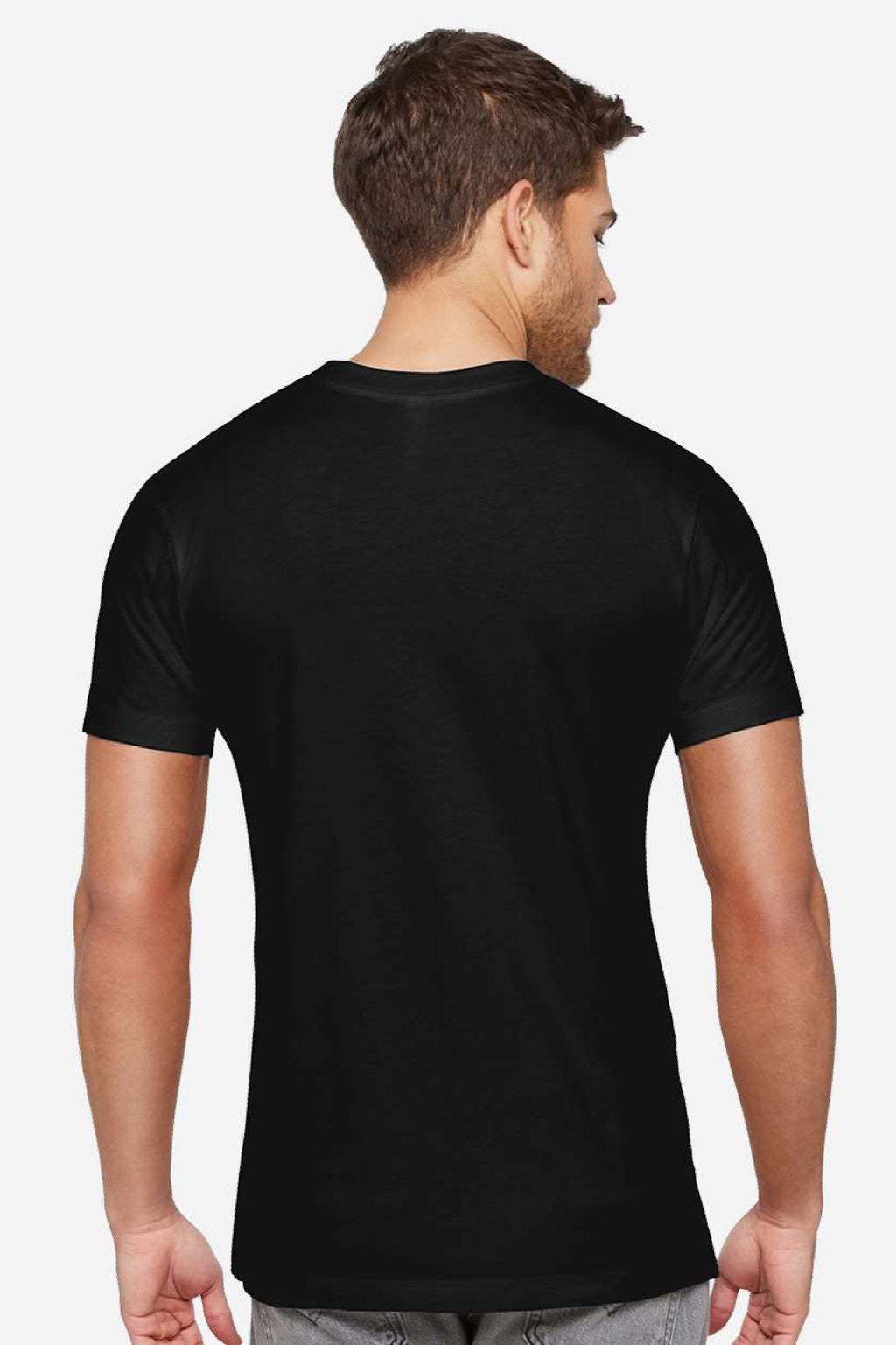 LAT 6904 Mens Bamboo Short Sleeve Crewneck T-Shirt Black Model Back