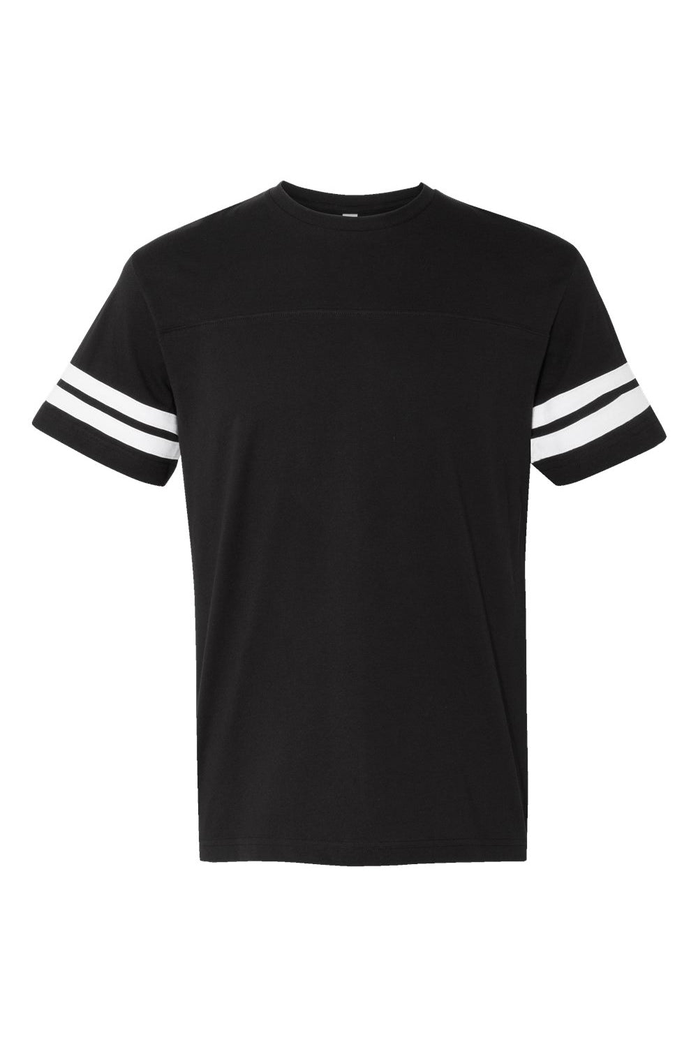 LAT 6937 Mens Fine Jersey Short Sleeve Crewneck T-Shirt Black/White Flat Front