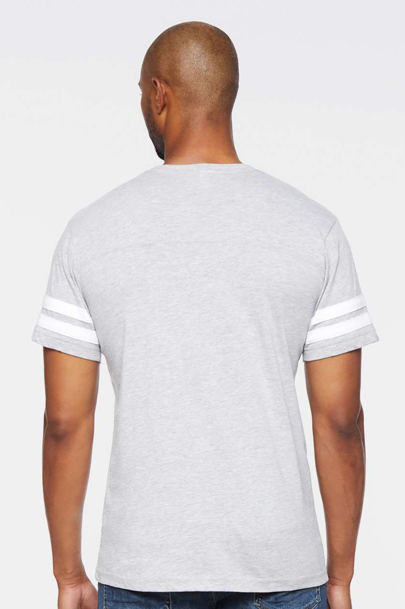 LAT 6937 Mens Fine Jersey Short Sleeve Crewneck T-Shirt Vintage Heather Grey/White Model Back