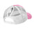 Port Authority Hats LC401 Womens Snapback Ponytail Trucker Hat True Pink/White Flat Back