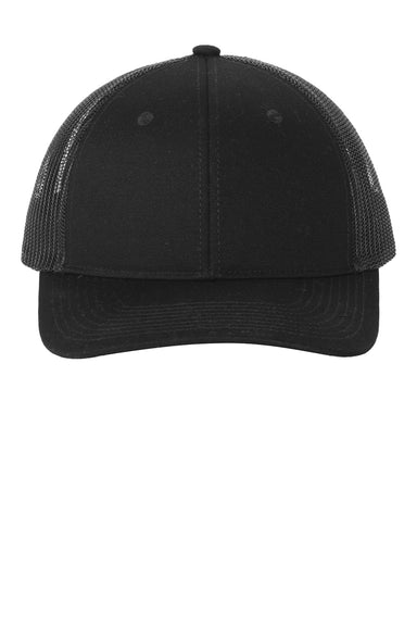Port Authority Hats LC401 Womens Snapback Ponytail Trucker Hat Black Flat Front