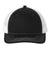 Port Authority Hats LC401 Womens Snapback Ponytail Trucker Hat Black/White Flat Front