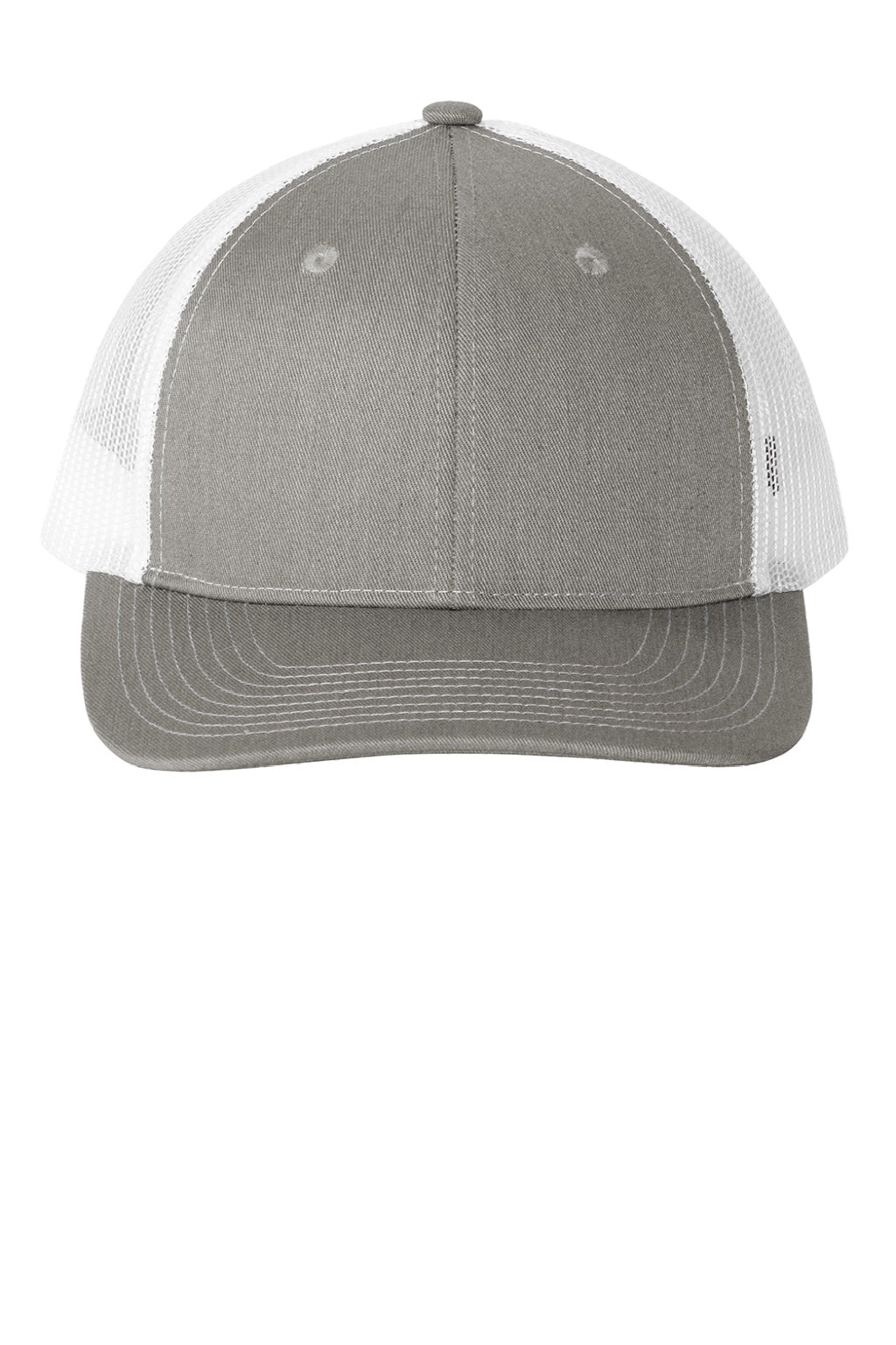Port Authority Hats LC401 Womens Snapback Ponytail Trucker Hat Heather Grey/White Flat Front