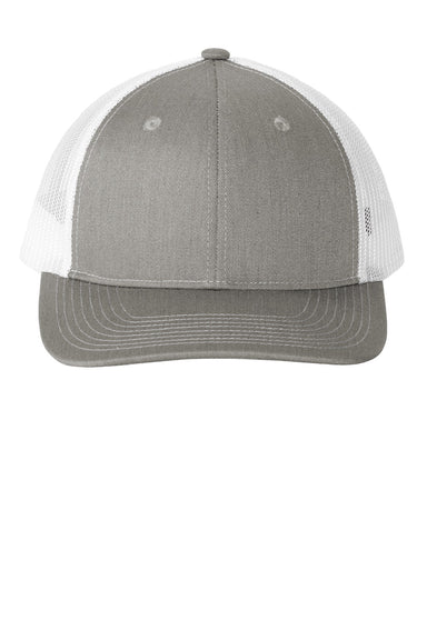 Port Authority Hats LC401 Womens Snapback Ponytail Trucker Hat Heather Grey/White Flat Front