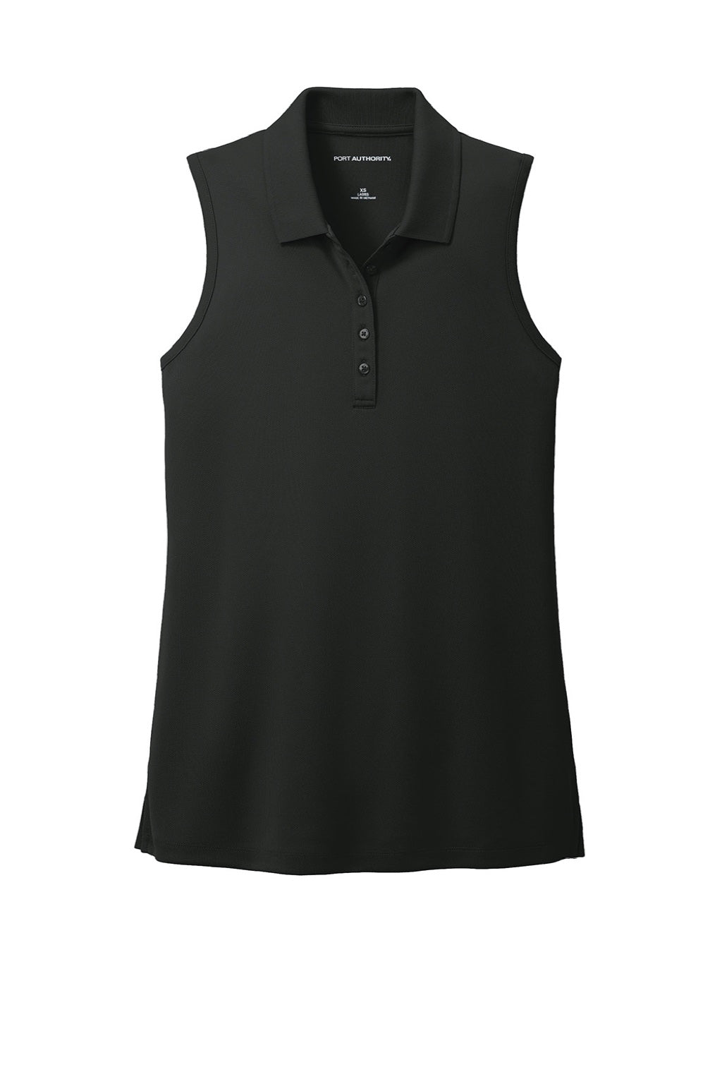 Port Authority LK110SV Womens Dry Zone Moisture Wicking Micro Mesh Sleeveless Polo Shirt Deep Black Flat Front