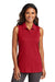 Port Authority LK110SV Womens Dry Zone Moisture Wicking Micro Mesh Sleeveless Polo Shirt Rich Red Model Front