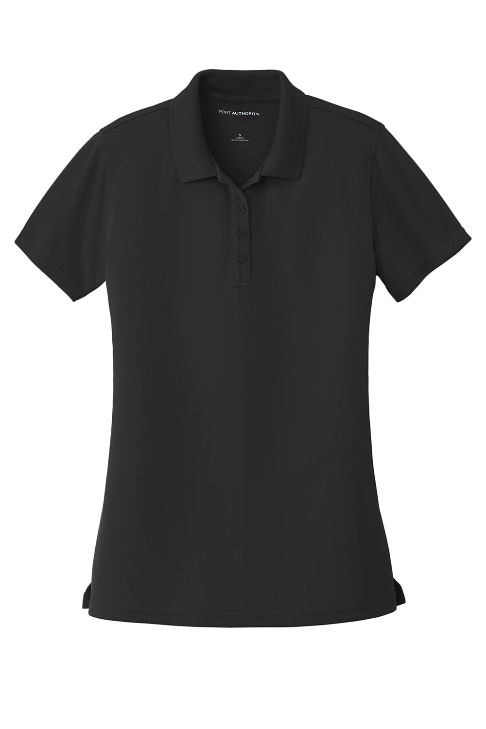 Port Authority LK110 Womens Dry Zone Moisture Wicking Short Sleeve Polo Shirt Deep Black Flat Front