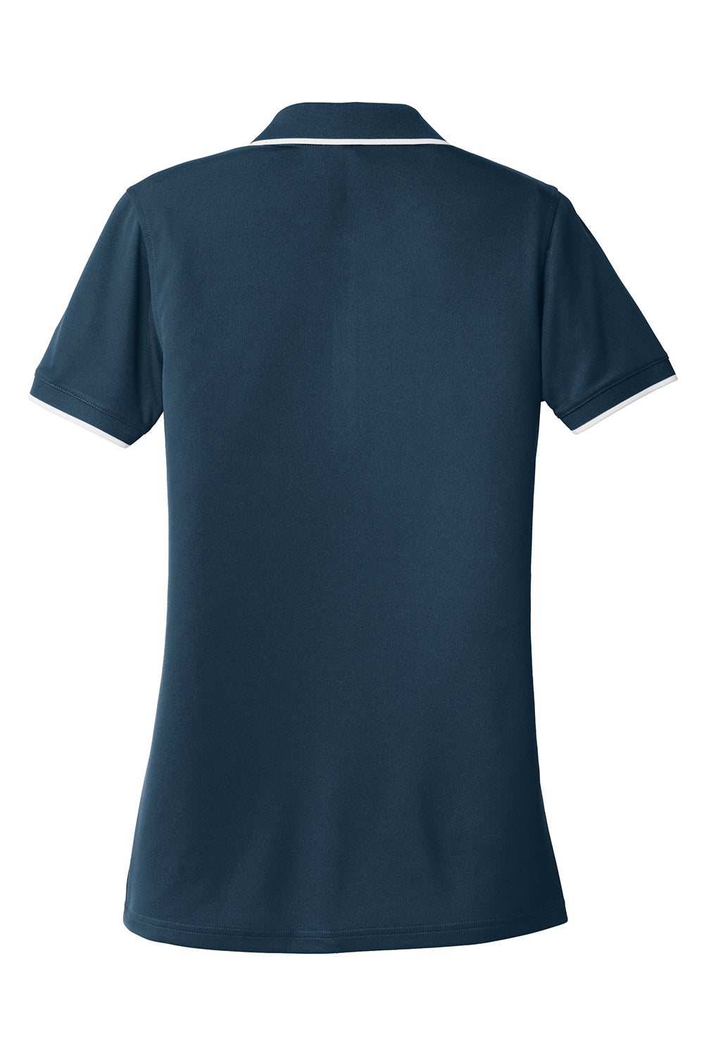 Port Authority LK111 Womens Dry Zone Moisture Wicking Short Sleeve Polo Shirt River Navy Blue/White Flat Back