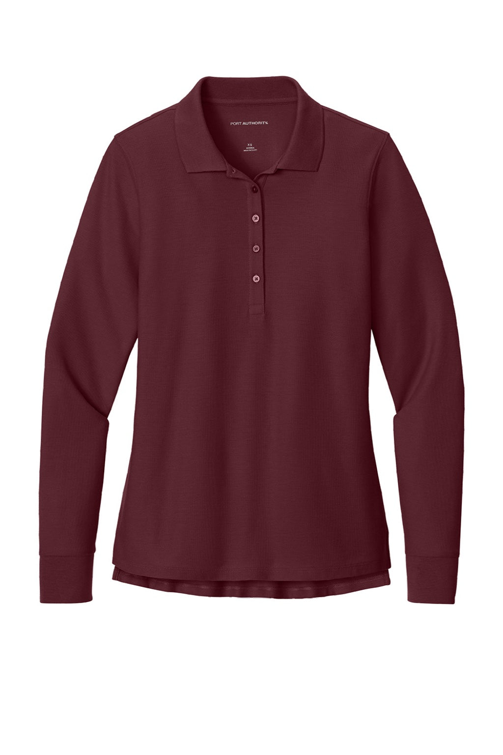 Port Authority LK200LS Womens Wearever Signature Pique Long Sleeve Polo Shirt Burgundy Flat Front