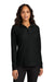 Port Authority LK200LS Womens Wearever Signature Pique Long Sleeve Polo Shirt Deep Black Model Front