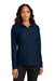 Port Authority LK200LS Womens Wearever Signature Pique Long Sleeve Polo Shirt River Navy Blue Model Front