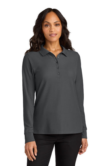 Port Authority LK200LS Womens Wearever Signature Pique Long Sleeve Polo Shirt Storm Grey Model Front
