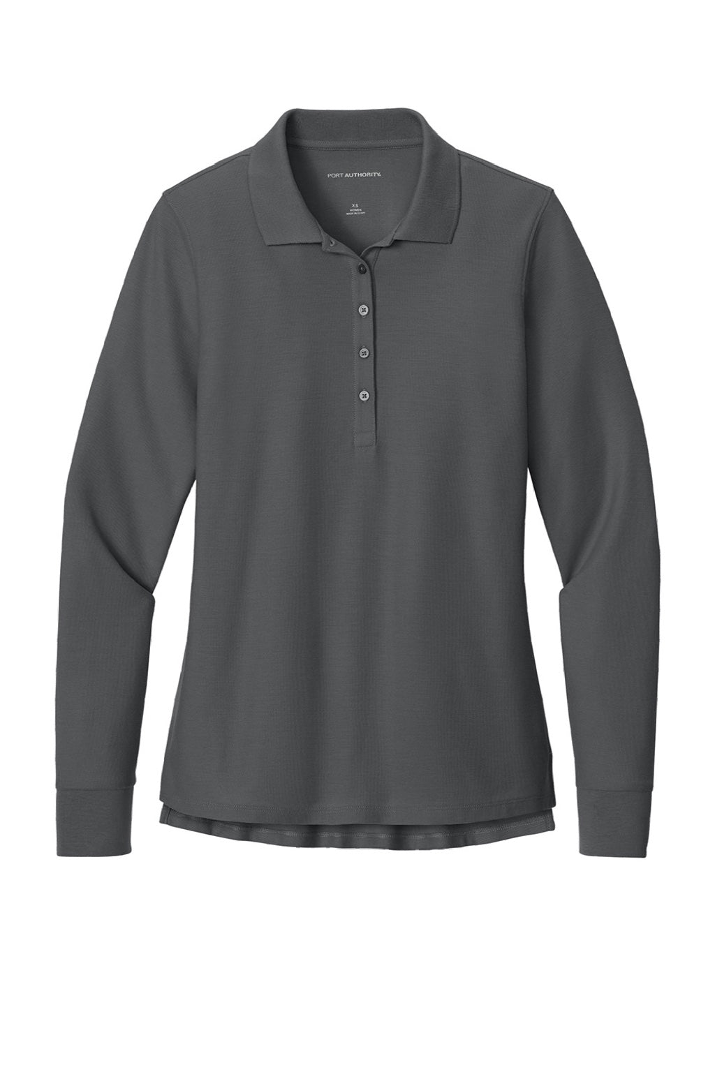 Port Authority LK200LS Womens Wearever Signature Pique Long Sleeve Polo Shirt Storm Grey Flat Front