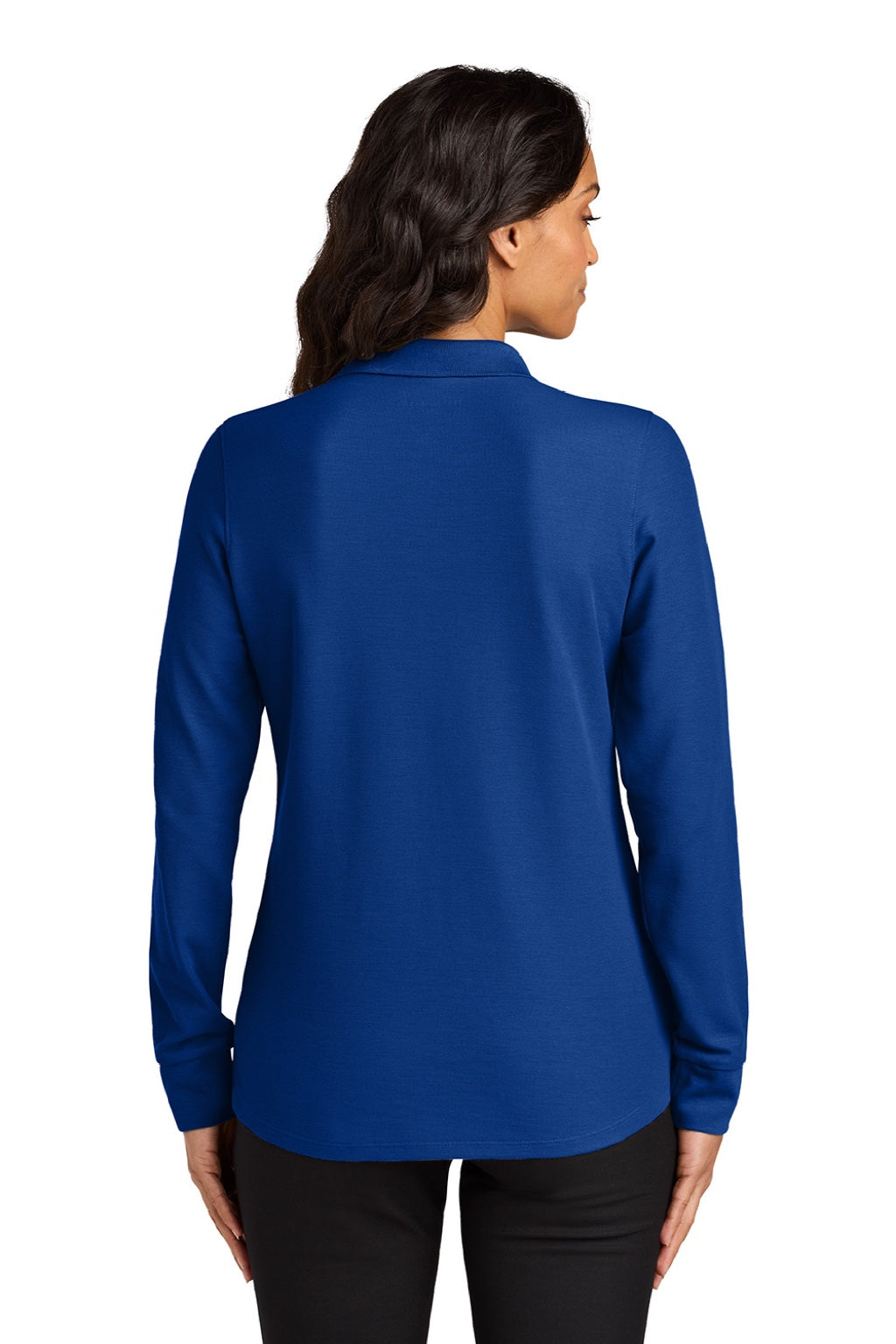 Port Authority LK200LS Womens Wearever Signature Pique Long Sleeve Polo Shirt True Royal Blue Model Back