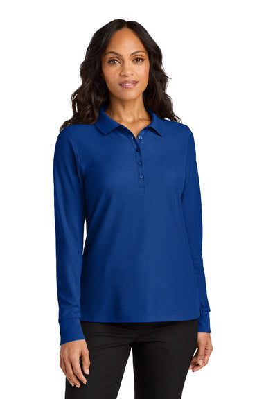 Port Authority LK200LS Womens Wearever Signature Pique Long Sleeve Polo Shirt True Royal Blue Model Front