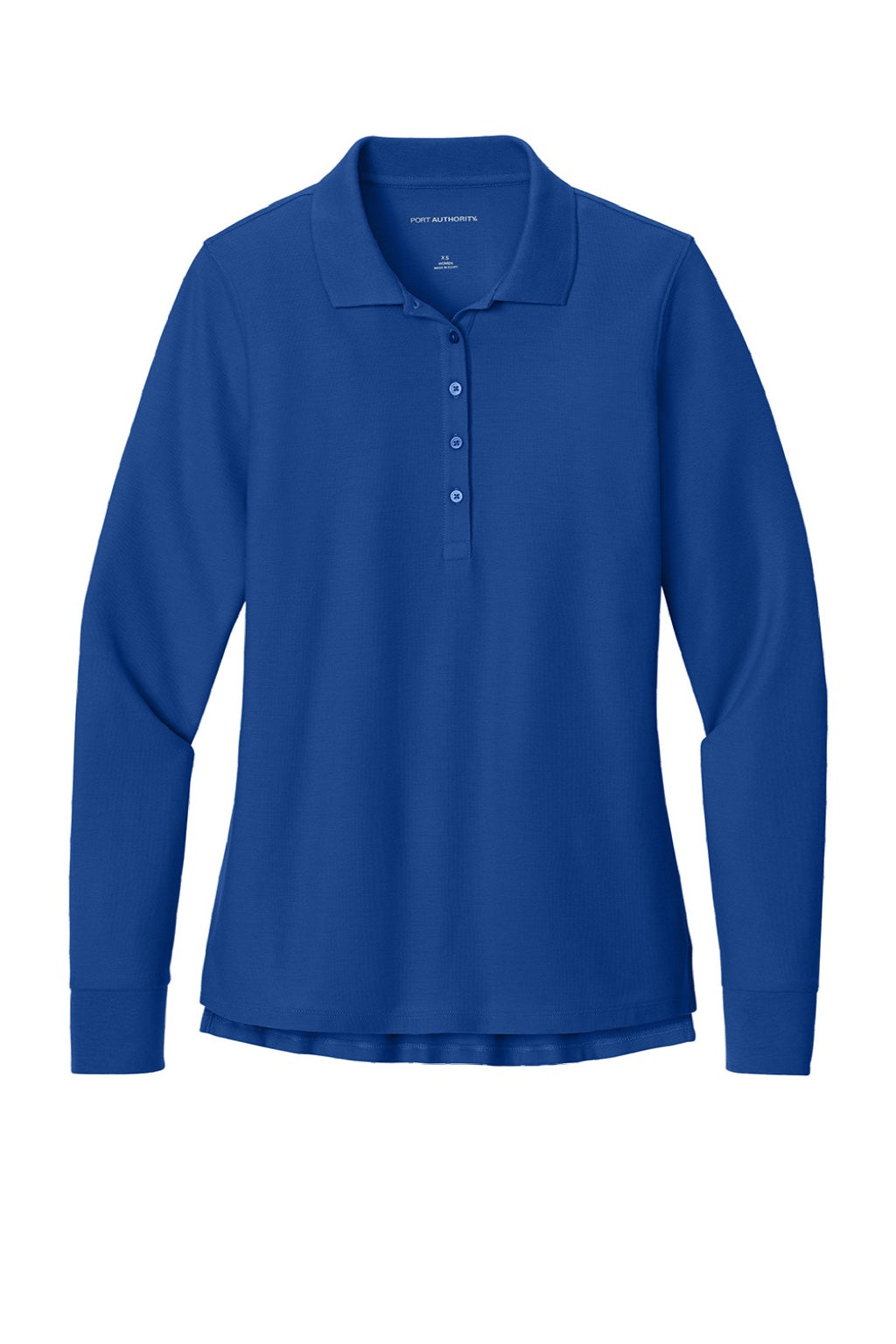 Port Authority LK200LS Womens Wearever Signature Pique Long Sleeve Polo Shirt True Royal Blue Flat Front