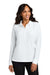 Port Authority LK200LS Womens Wearever Signature Pique Long Sleeve Polo Shirt White Model Front