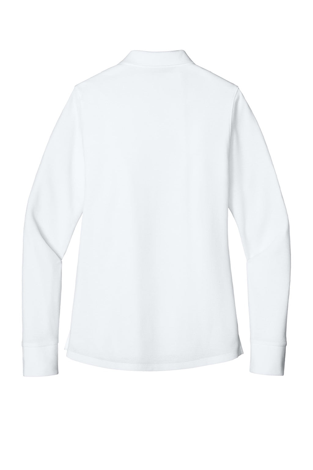 Port Authority LK200LS Womens Wearever Signature Pique Long Sleeve Polo Shirt White Flat Back