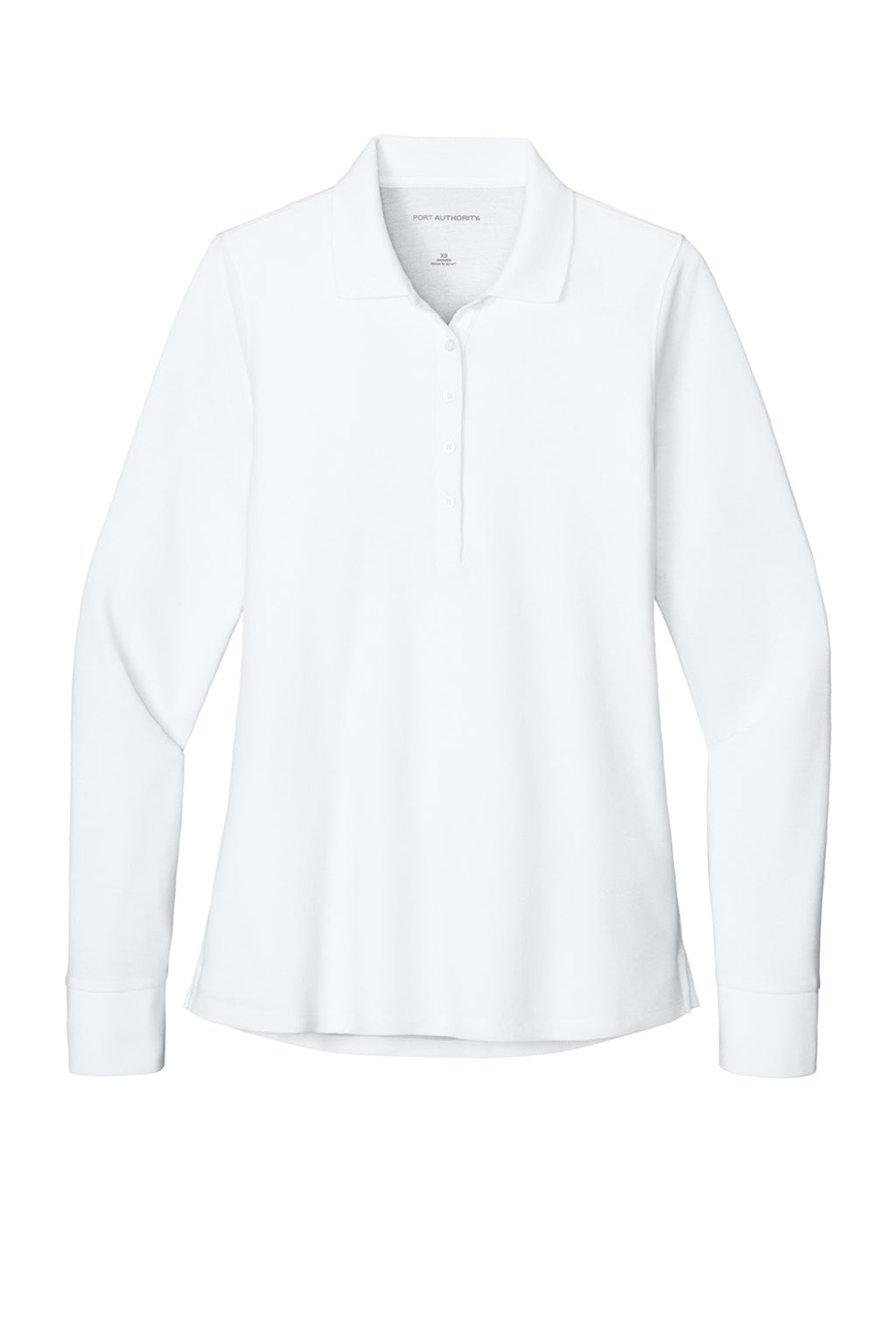 Port Authority LK200LS Womens Wearever Signature Pique Long Sleeve Polo Shirt White Flat Front