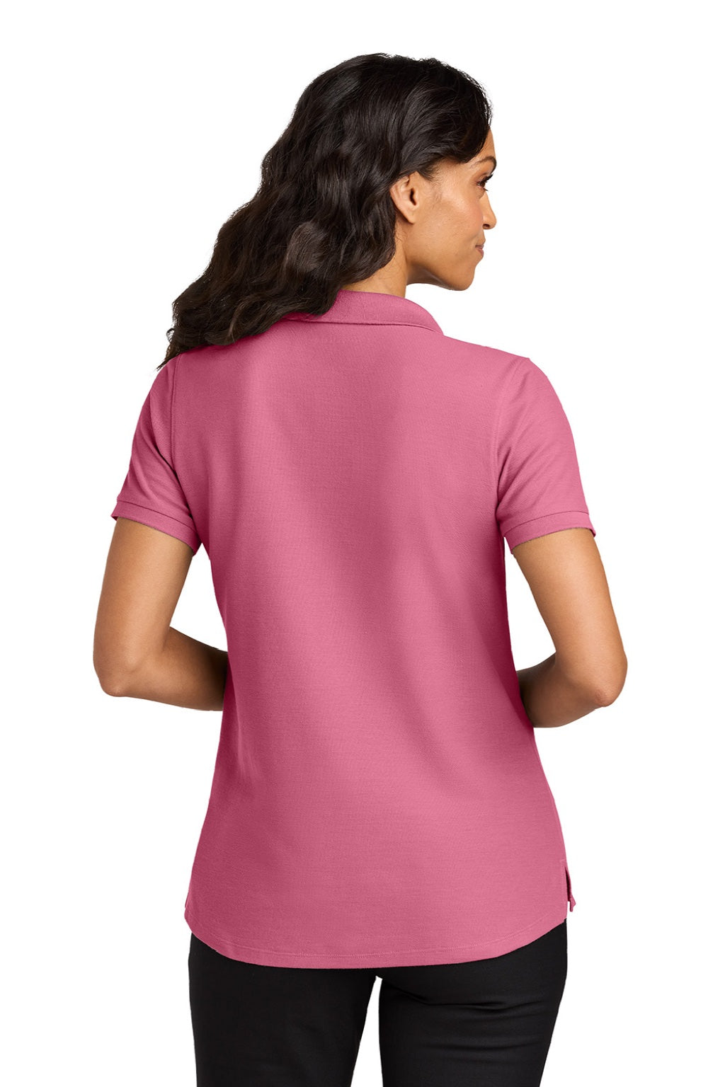 Port Authority LK200 Womens Wearever Signature Pique Short Sleeve Polo Shirt Awareness Pink Model Back