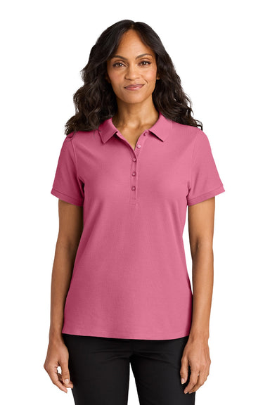 Port Authority LK200 Womens Wearever Signature Pique Short Sleeve Polo Shirt Awareness Pink Model Front