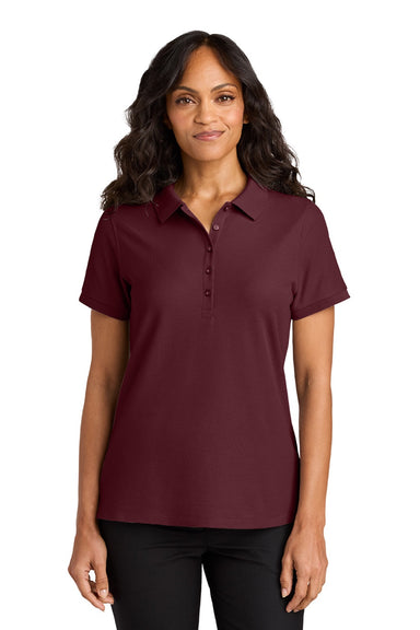 Port Authority LK200 Womens Wearever Signature Pique Short Sleeve Polo Shirt Burgundy Model Front